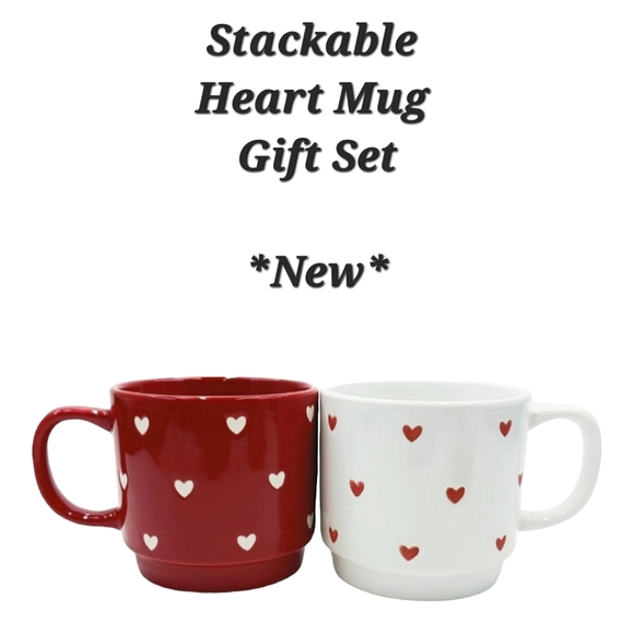 Kohl's Dining Valentines Day Mug Gift Set Stackable Ceramic Heart Mugs Set Of 2 Mugs Poshmark